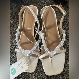 A New Day Cream Strappy Sandals with Square Toe